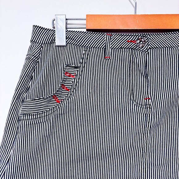 GRENIER Navy & White Striped Skirt – Casual Stretch Cotton | Size 9 * - Picture 2 of 6